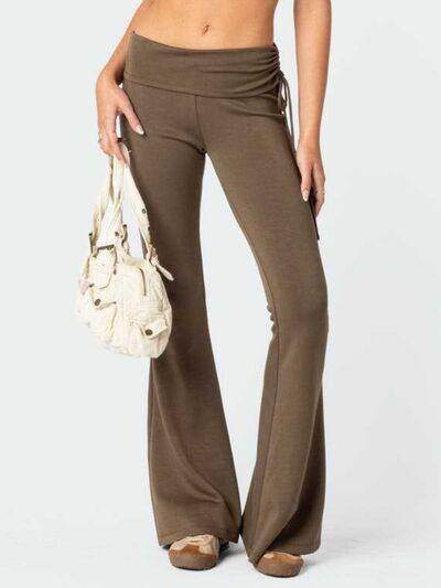 Drawstring Ruched Flare Pants for Women in Multiple Sizes - Selvanelle