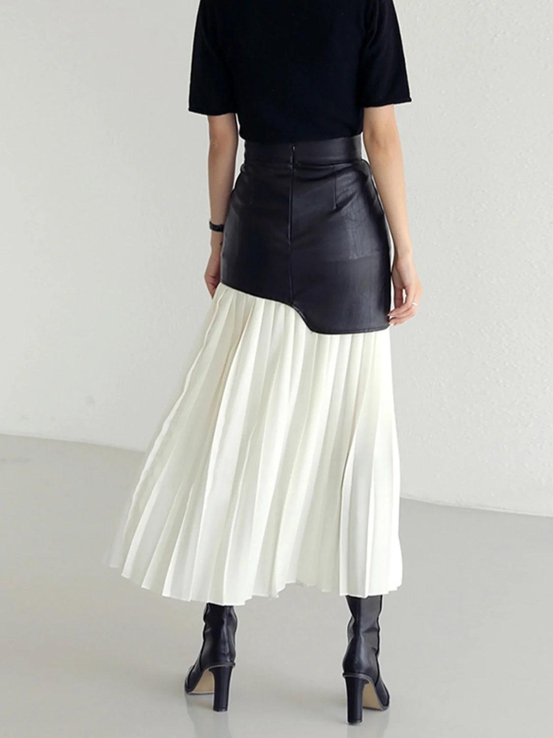 Pleated Contrast High Rise Skirt for Stylish Comfort