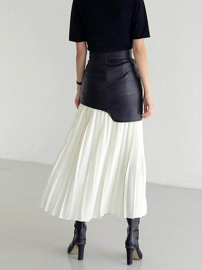 Pleated Contrast High Rise Skirt for Stylish Comfort - Selvanelle