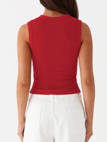 Lovelet Button Up Round Neck Tank for Stylish Comfort - Selvanelle