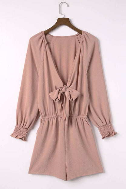 Tied Flounce Sleeve Plunge Romper - Selvanelle