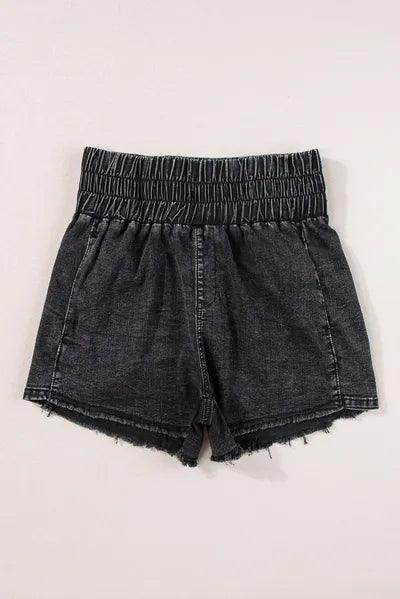 High Waist Raw Hem Denim Shorts for Women Casual Style - Selvanelle