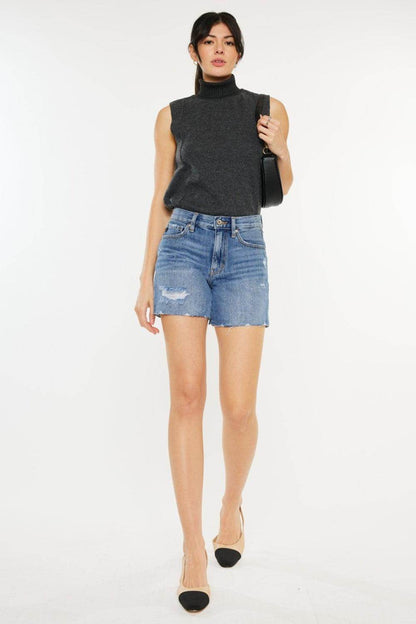 Kancan Distressed High Waist Denim Shorts for Women - Selvanelle
