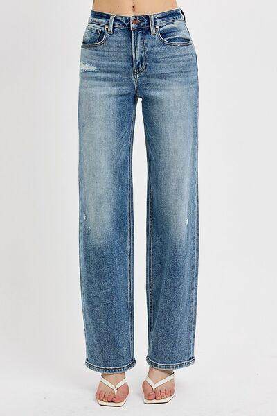 RISEN Full Size Distressed Wide Leg Jeans Plus Size Fashion - Selvanelle