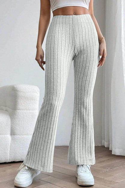 Basic Bae Full Size Ribbed High Waist Flare Pants for Women - Selvanelle