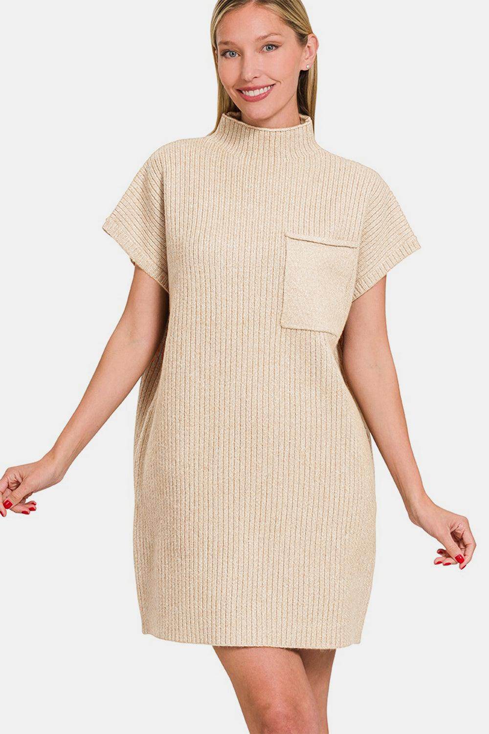 Zenana Short Sleeve Sweater Mini Dress for Stylish Comfort - Selvanelle