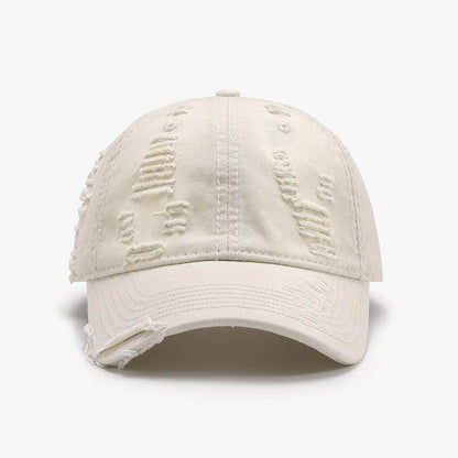 Distressed Adjustable Cotton Baseball Cap for Everyday Wear - Selvanelle