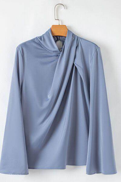Cutout Turtleneck Long Sleeve Blouse for Stylish Outfits - Selvanelle