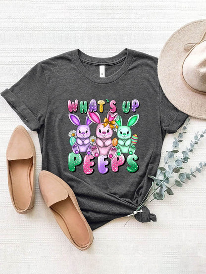 Graphic Round Neck Short Sleeve T-Shirt - Selvanelle