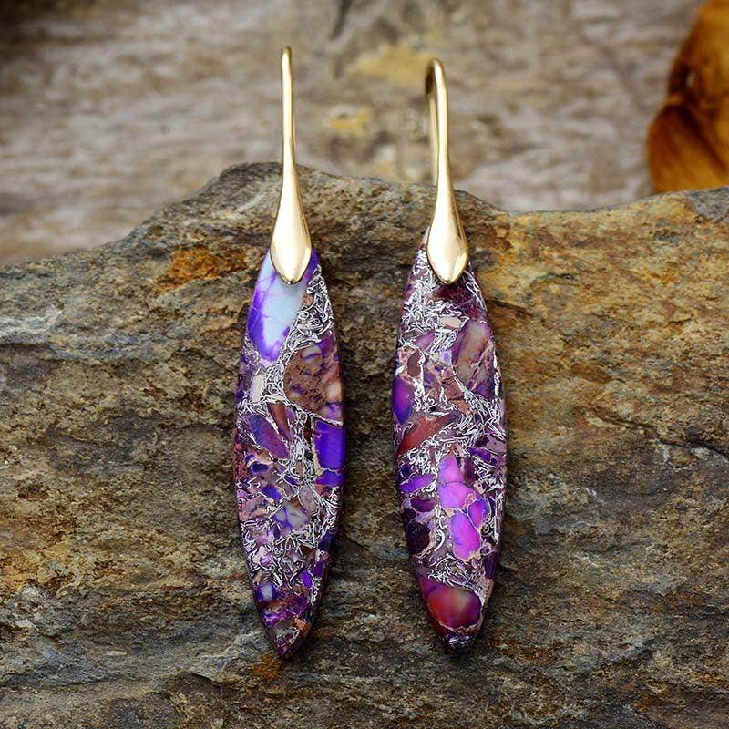 Copper Natural Stone Geometric Shape Earrings for Women - Selvanelle