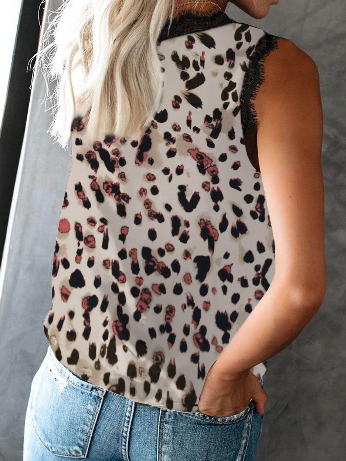 Lace Detail V-Neck Tank Top for Women in Various Sizes - Selvanelle