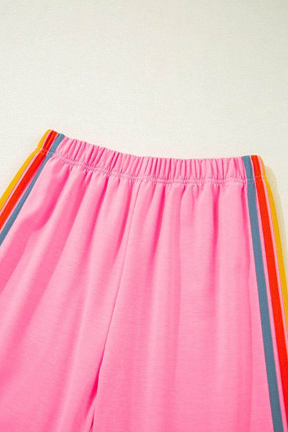 Contrast Striped Elastic Waist Active Pants for Women - Selvanelle