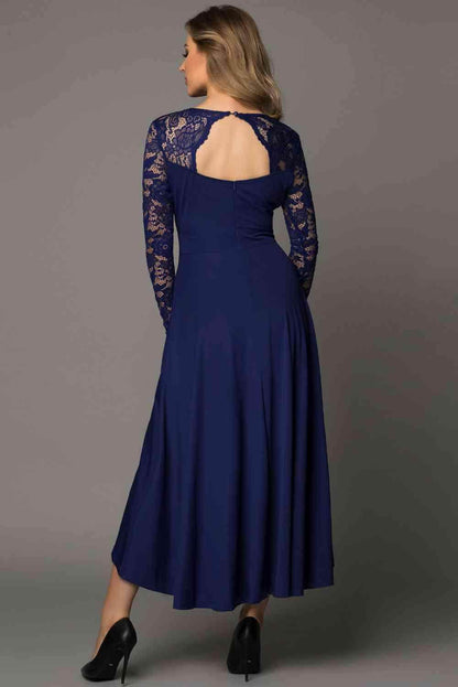 Lace High-Low V-Neck Dress for Elegant Evening Wear - Selvanelle