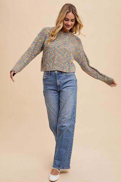 Annie Wear Decorative Seams Wide Leg Jeans for Women - Selvanelle