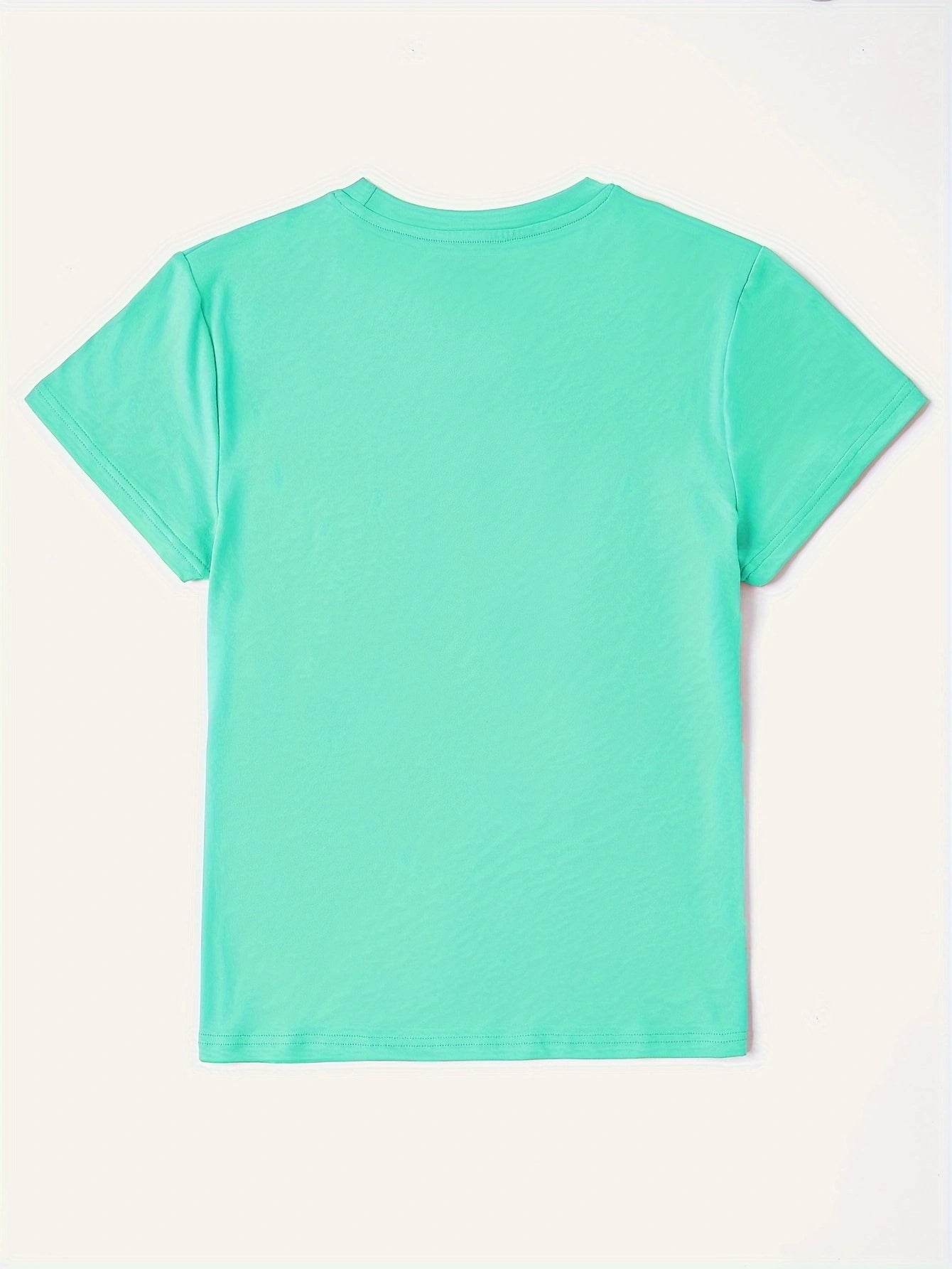 Letter Graphic Round Neck Short Sleeve T-Shirt - Selvanelle