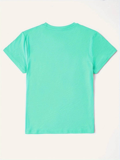 Letter Graphic Round Neck Short Sleeve T-Shirt - Selvanelle