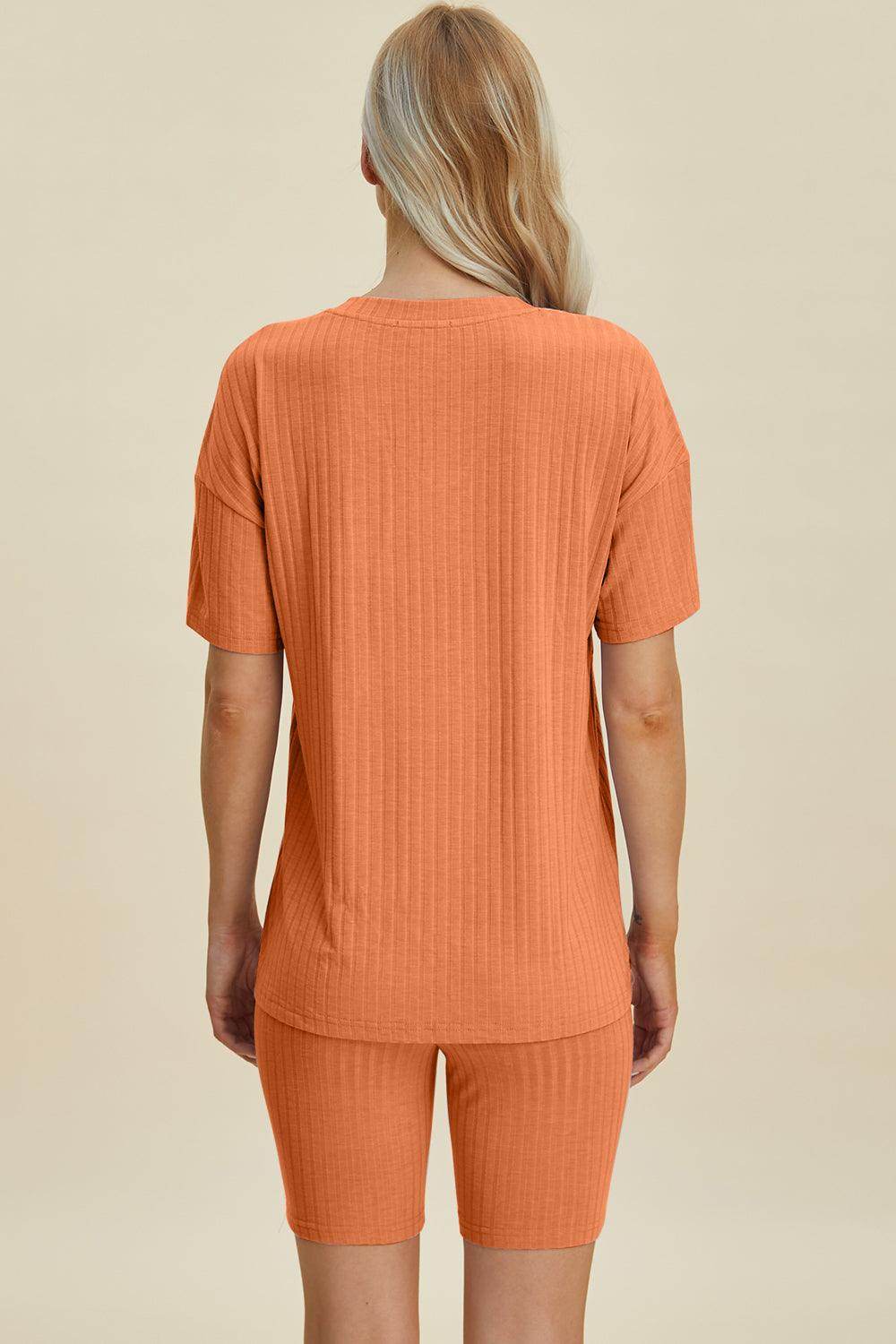 Basic Bae Full Size Ribbed V-Neck Top and Shorts Set For Women - Selvanelle
