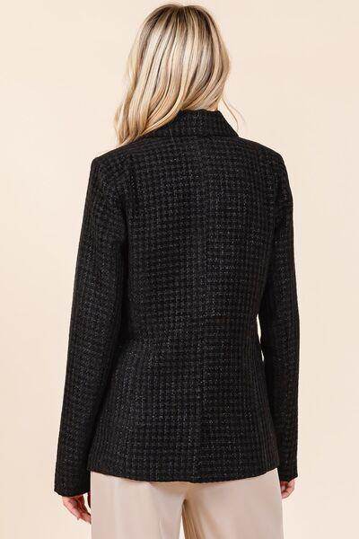 Mittoshop Plaid Texture Double-Breasted Long Sleeve Blazer - Selvanelle