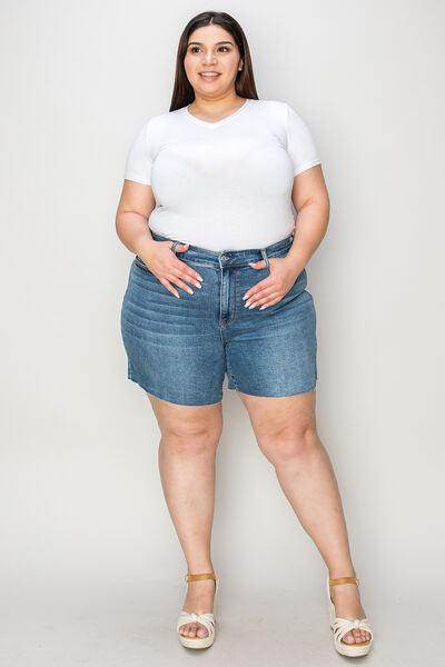 Judy Blue Full Size High Waist Slim Denim Shorts for Women - Selvanelle