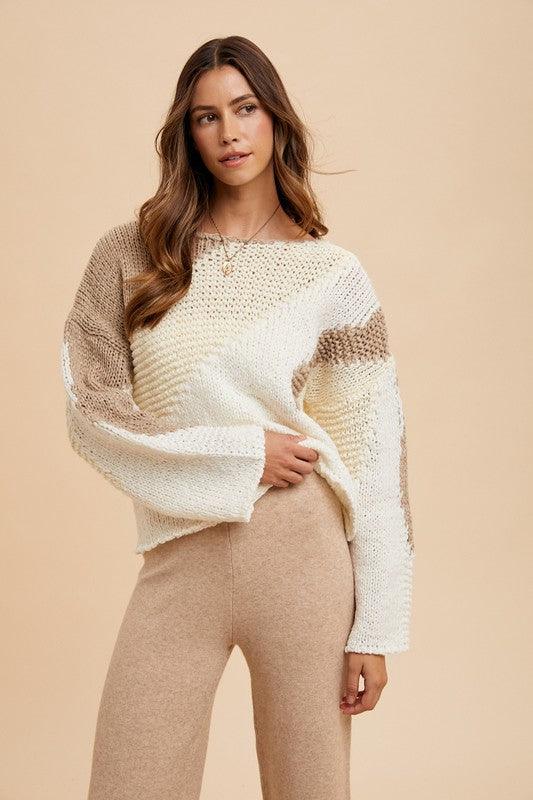 Annie Wear Color Block Drop Shoulder Sweater for Women