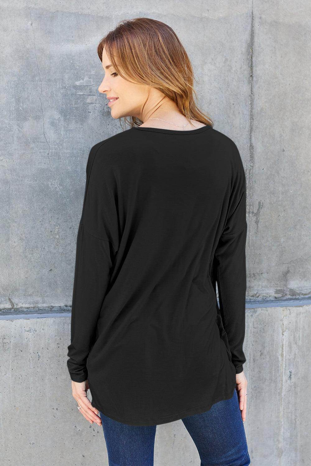 Basic Bae Full Size Round Neck Dropped Shoulder T-Shirt - Selvanelle