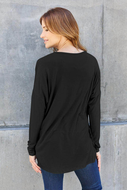 Basic Bae Full Size Round Neck Dropped Shoulder T-Shirt - Selvanelle