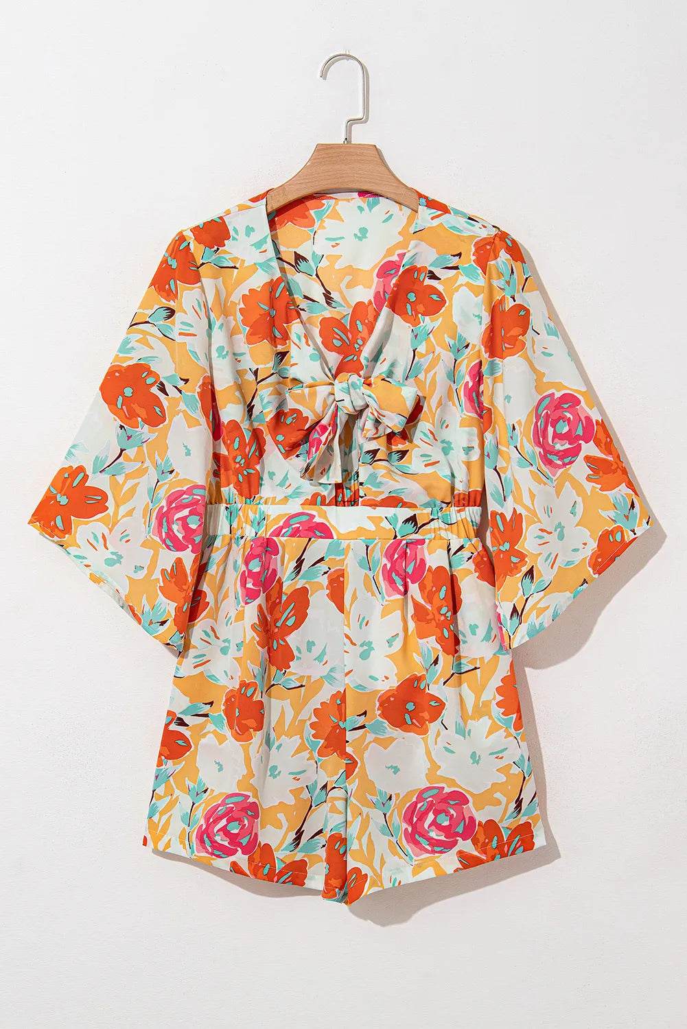 Tied Printed Half Sleeve Romper - Selvanelle