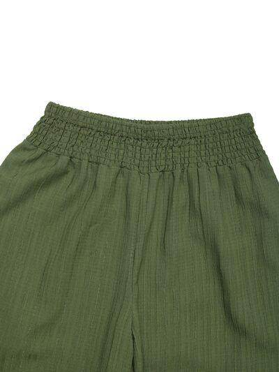 Perfee Smocked Wide Leg Pants for Women with Pockets - Selvanelle