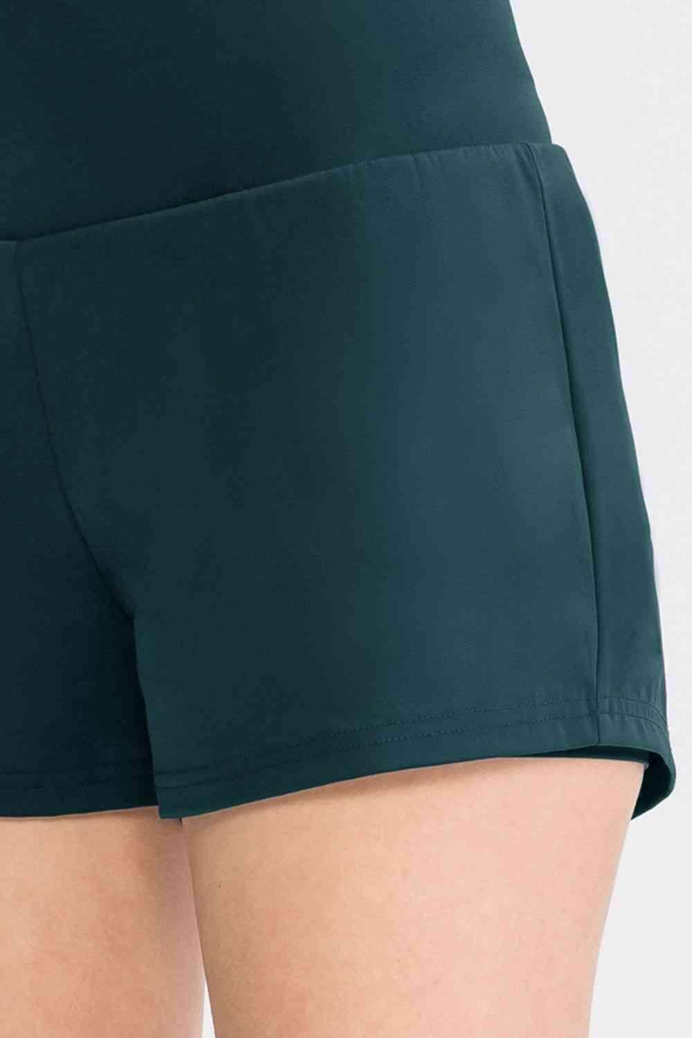 Wide Waistband Sports Shorts with Pockets for Women - Selvanelle