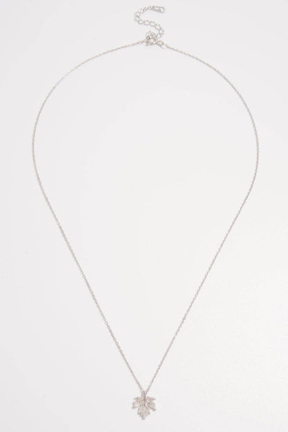 925 Sterling Silver Zircon Maple Leaf Necklace for Women - Selvanelle