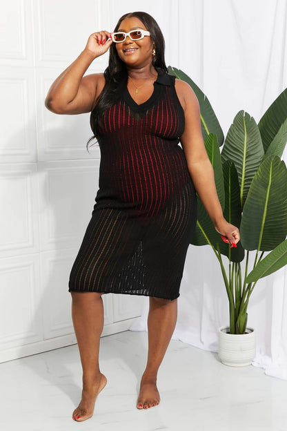Openwork Johnny Collar Cover Up Dress - Selvanelle