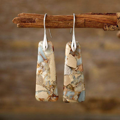 Copper Natural Stone Earrings with Platinum and Gold Plating - Selvanelle