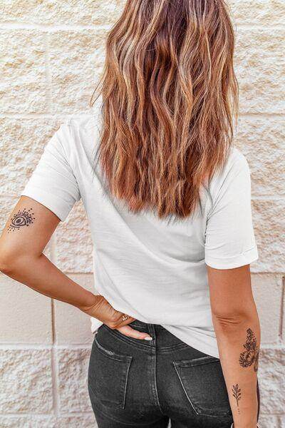 Clover Heart Round Neck Short Sleeve T-Shirt for Women - Selvanelle