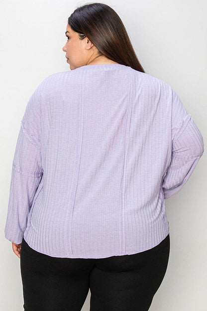 Basic Bae Full Size Ribbed Round Neck Long Sleeve T-Shirt - Selvanelle