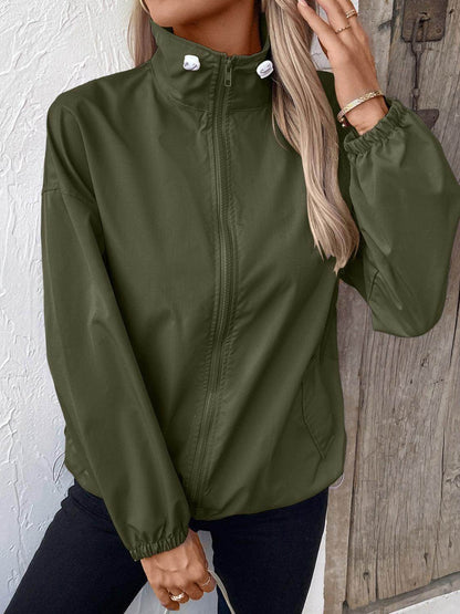 Ivy Lane Pocketed Zip Up Long Sleeve Jacket for Women - Selvanelle