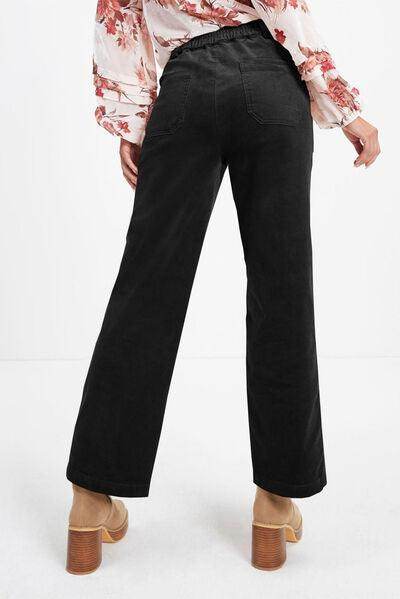 Half Elastic Waist Straight Pants for Comfortable Fit - Selvanelle