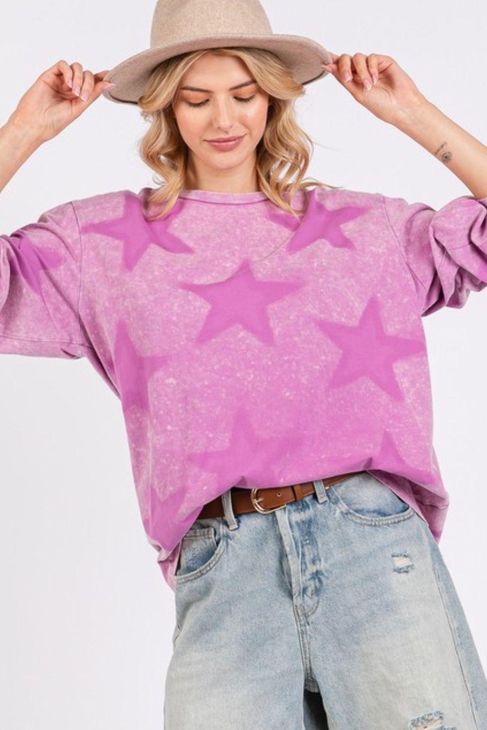 SAGE + FIG Mineral Wash Star Pattern T-Shirt for Women