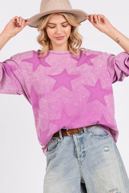 SAGE + FIG Mineral Wash Star Pattern T-Shirt for Women - Selvanelle