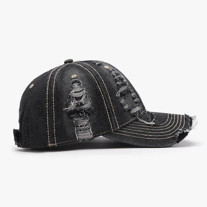 Distressed Adjustable Cotton Baseball Cap for Everyday Wear - Selvanelle