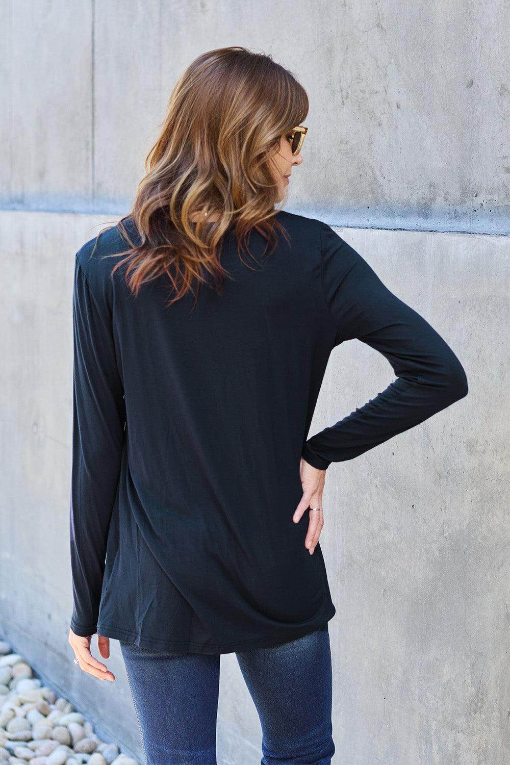 Basic Bae Full Size Round Neck Long Sleeve Top for Women - Selvanelle
