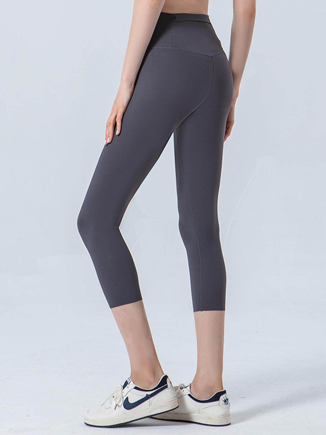 Wide Waistband Cropped Sports Leggings for Active Comfort - Selvanelle