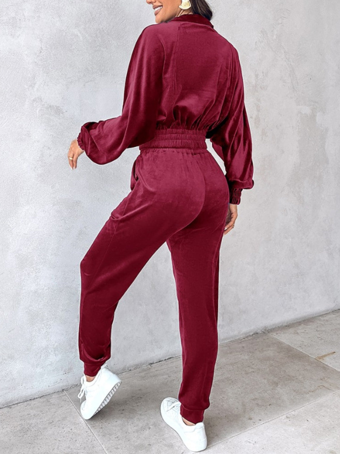 Zip Up Long Sleeve Cropped Top and Joggers Set