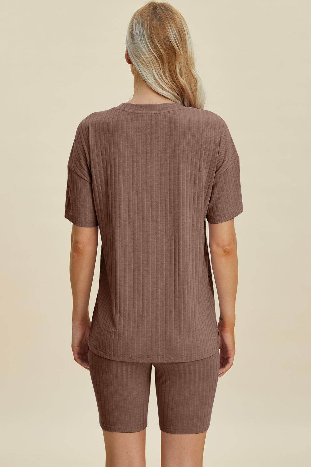 Basic Bae Full Size Ribbed V-Neck Top and Shorts Set For Women - Selvanelle