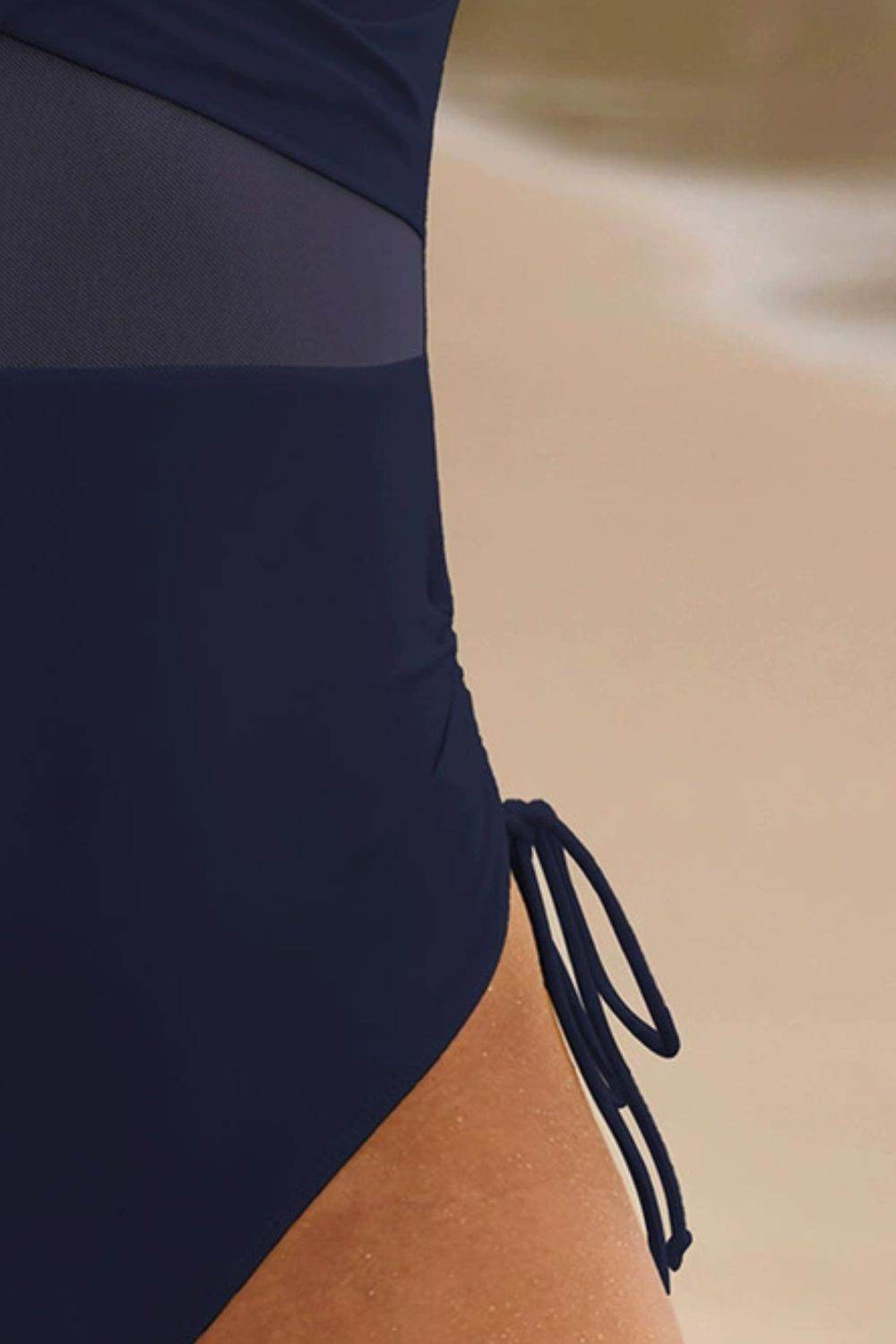Drawstring Ruched V-Neck One-Piece Swimwear - Selvanelle