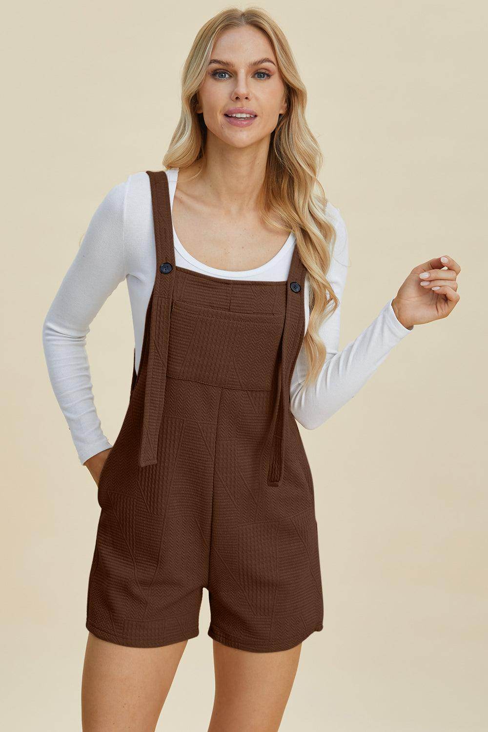 Double Take Full Size Texture Sleeveless Romper for Women - Selvanelle
