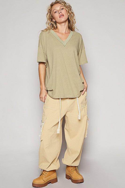 POL V-Neck Half Sleeve T-Shirt for Casual Everyday Wear - Selvanelle