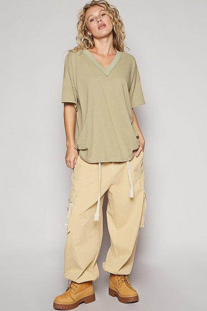 POL V-Neck Half Sleeve T-Shirt for Casual Everyday Wear - Selvanelle
