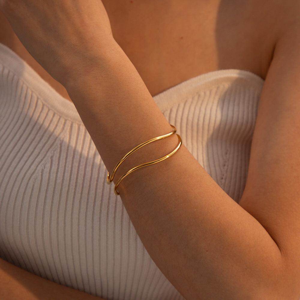 Minimalist Stainless Steel Cuff Bracelet for Everyday Wear - Selvanelle