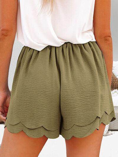 Tied Layered Scalloped Hem Shorts for Women Fashion - Selvanelle