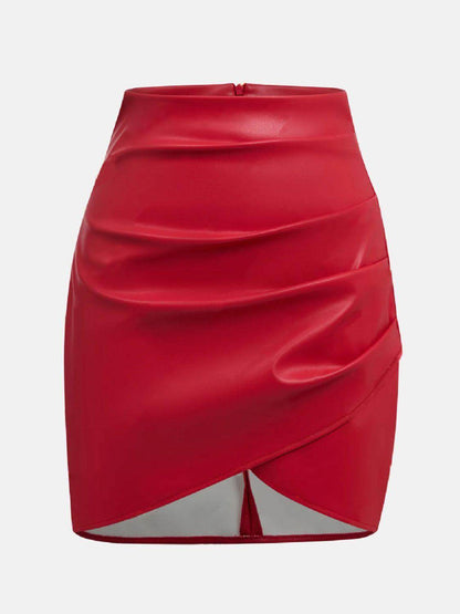Ruched Asymmetrical Hem Skirt for Stylish Outfits - Selvanelle